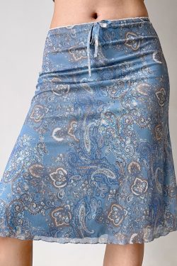 Lace Trim Mesh Floral Camisole & A-Line Skirt Set for Women - European American Style, Perfect for 90s Y2K Fashion Lovers