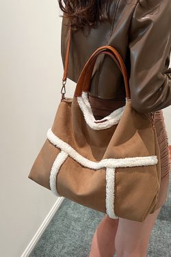 Lambswool Single-Shoulder Tote Bag for Women, High-End Versatile Fashionable Large Capacity Bag, Spring/Summer 2025 Style