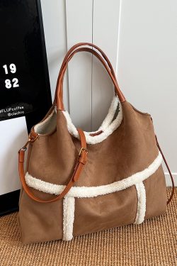 Lambswool Single-Shoulder Tote Bag for Women, High-End Versatile Fashionable Large Capacity Bag, Spring/Summer 2025 Style