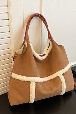 Lambswool Single-Shoulder Tote Bag for Women, High-End Versatile Fashionable Large Capacity Bag, Spring/Summer 2025 Style