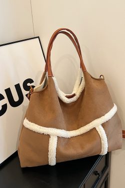 Lambswool Single-Shoulder Tote Bag for Women, High-End Versatile Fashionable Large Capacity Bag, Spring/Summer 2025 Style