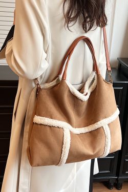 Lambswool Single-Shoulder Tote Bag for Women, High-End Versatile Fashionable Large Capacity Bag, Spring/Summer 2025 Style