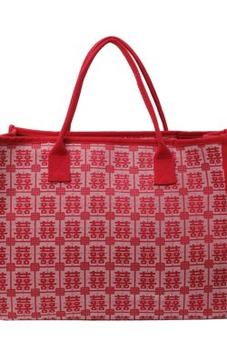 Large Capacity Canvas Bride Tote Bag for Weddings - Joy Character Design, Red Shoulder Bag, 2025 New Style