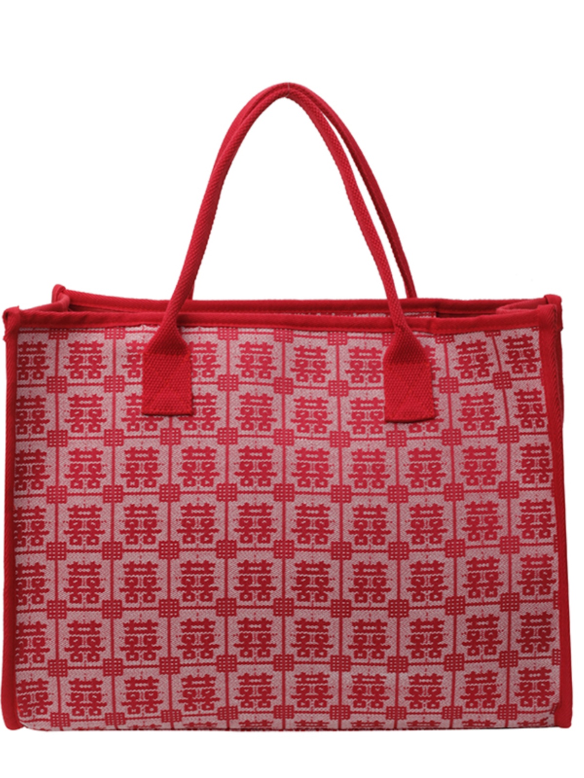 Large Capacity Canvas Bride Tote Bag for Weddings - Joy Character Design, Red Shoulder Bag, 2025 New Style Large Capacity Canvas Bride Tote Bag for Weddings - Joy Character Design, Red Shoulder Bag, 2025 New Style