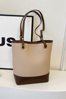 Large Capacity Canvas Shoulder Bag for Women, 2025 Trendy Versatile Commuter Bucket Tote, Niche Fashion Underarm Bag