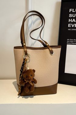 Large Capacity Canvas Shoulder Bag for Women, 2025 Trendy Versatile Commuter Bucket Tote, Niche Fashion Underarm Bag