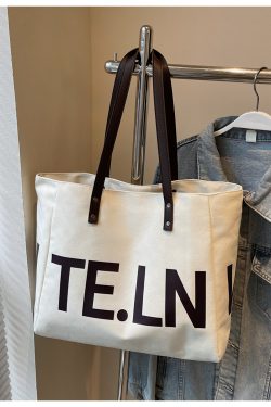Large Capacity Canvas Tote Bag for Women - 2025 New Style Letter Print Shoulder Bag for Class, Commuting, and Travel