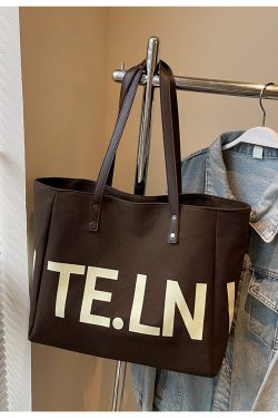 Large Capacity Canvas Tote Bag for Women - 2025 New Style Letter Print Shoulder Bag for Class, Commuting, and Travel