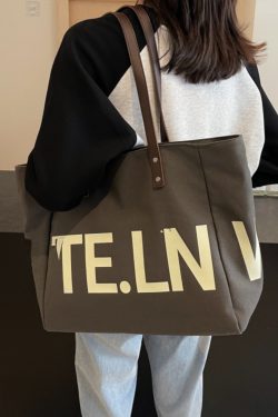 Large Capacity Canvas Tote Bag for Women - 2025 New Style Letter Print Shoulder Bag for Class, Commuting, and Travel
