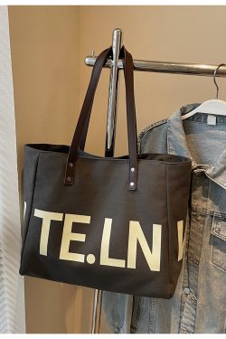 Large Capacity Canvas Tote Bag for Women - 2025 New Style Letter Print Shoulder Bag for Class, Commuting, and Travel