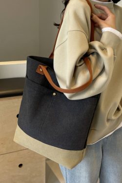 Large Capacity Canvas Tote Bag for Women - Fashionable Korean Style Shoulder Bag for Spring & Summer, Perfect for College Commuting