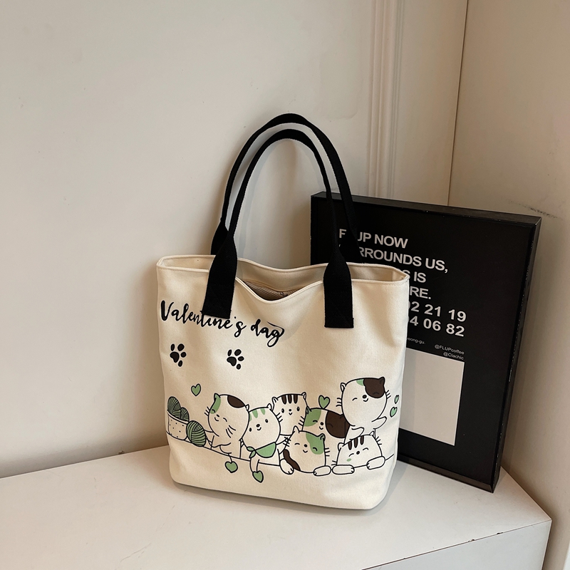 Large Capacity Cartoon Cat Canvas Tote Bag for Women, Versatile Student Shoulder Bag, Ideal Commuter Bag Large Capacity Cartoon Cat Canvas Tote Bag for Women, Versatile Student Shoulder Bag, Ideal Commuter Bag