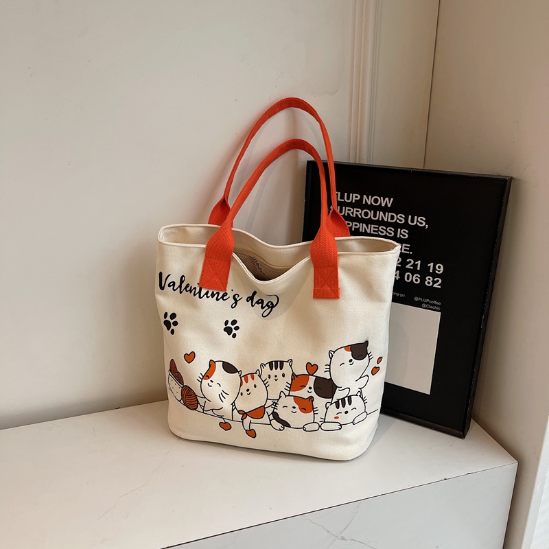 Large Capacity Cartoon Cat Canvas Tote Bag for Women, Versatile Student Shoulder Bag, Ideal Commuter Bag Large Capacity Cartoon Cat Canvas Tote Bag for Women, Versatile Student Shoulder Bag, Ideal Commuter Bag