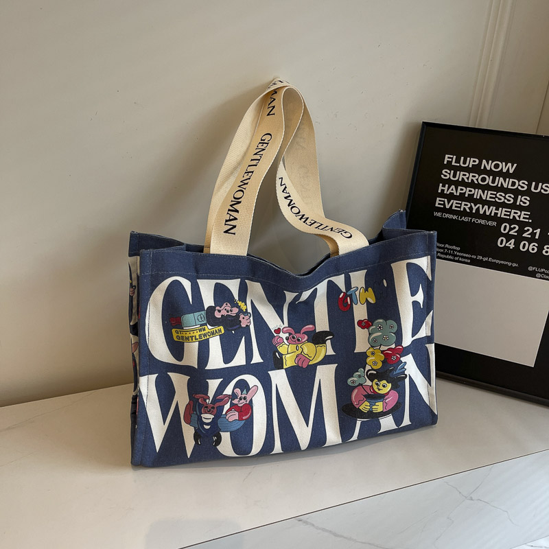 Large Capacity Cartoon Print Canvas Tote Bag for Women - Stylish Short Trip & Shopping Shoulder Bag Large Capacity Cartoon Print Canvas Tote Bag for Women - Stylish Short Trip & Shopping Shoulder Bag