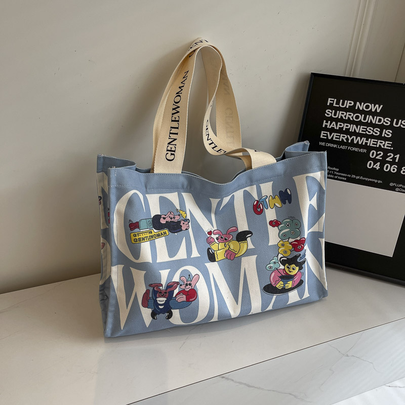Large Capacity Cartoon Print Canvas Tote Bag for Women - Stylish Short Trip & Shopping Shoulder Bag Large Capacity Cartoon Print Canvas Tote Bag for Women - Stylish Short Trip & Shopping Shoulder Bag