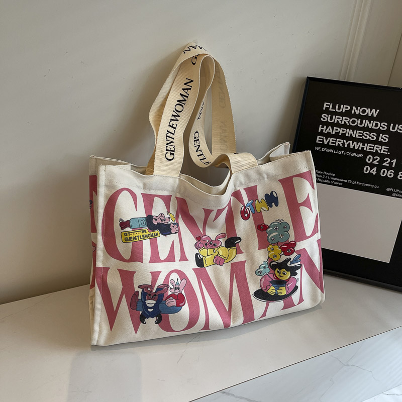 Large Capacity Cartoon Print Canvas Tote Bag for Women - Stylish Short Trip & Shopping Shoulder Bag Large Capacity Cartoon Print Canvas Tote Bag for Women - Stylish Short Trip & Shopping Shoulder Bag