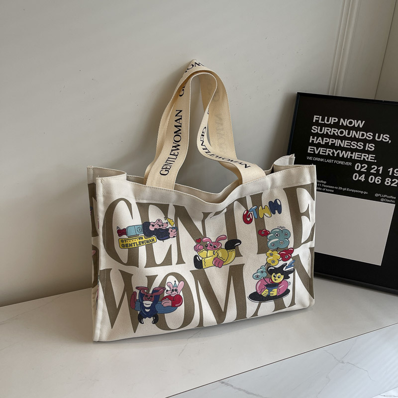 Large Capacity Cartoon Print Canvas Tote Bag for Women - Stylish Short Trip & Shopping Shoulder Bag Large Capacity Cartoon Print Canvas Tote Bag for Women - Stylish Short Trip & Shopping Shoulder Bag