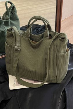 Large Capacity Corduroy Tote Bag for Women - 2025 Spring/Summer Style | Versatile Shoulder & Crossbody Bag for Class and Commuting