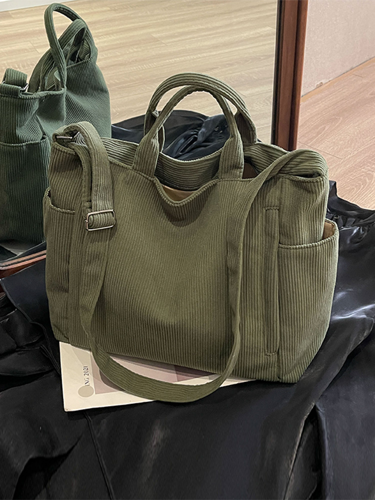 Large Capacity Corduroy Tote Bag for Women - 2025 Spring/Summer Style | Versatile Shoulder & Crossbody Bag for Class and Commuting Large Capacity Corduroy Tote Bag for Women - 2025 Spring/Summer Style | Versatile Shoulder & Crossbody Bag for Class and Commuting