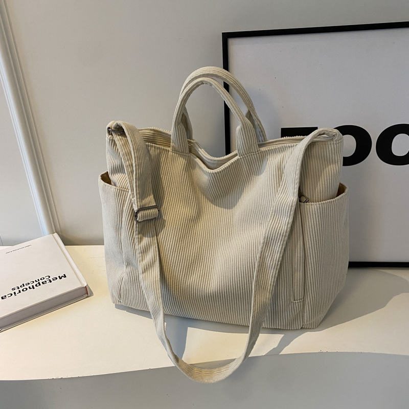Large Capacity Corduroy Tote Bag for Women - 2025 Spring/Summer Style | Versatile Shoulder & Crossbody Bag for Class and Commuting Large Capacity Corduroy Tote Bag for Women - 2025 Spring/Summer Style | Versatile Shoulder & Crossbody Bag for Class and Commuting
