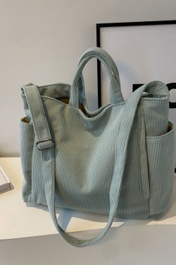 Large Capacity Corduroy Tote Bag for Women - 2025 Spring/Summer Style | Versatile Shoulder & Crossbody Bag for Class and Commuting