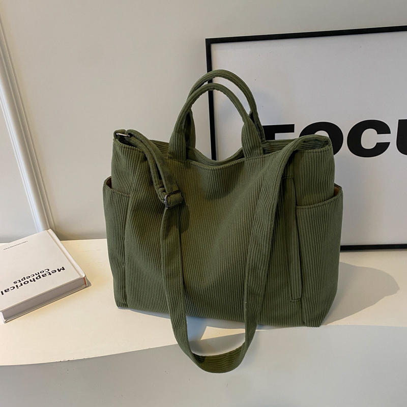 Large Capacity Corduroy Tote Bag for Women - 2025 Spring/Summer Style | Versatile Shoulder & Crossbody Bag for Class and Commuting Large Capacity Corduroy Tote Bag for Women - 2025 Spring/Summer Style | Versatile Shoulder & Crossbody Bag for Class and Commuting
