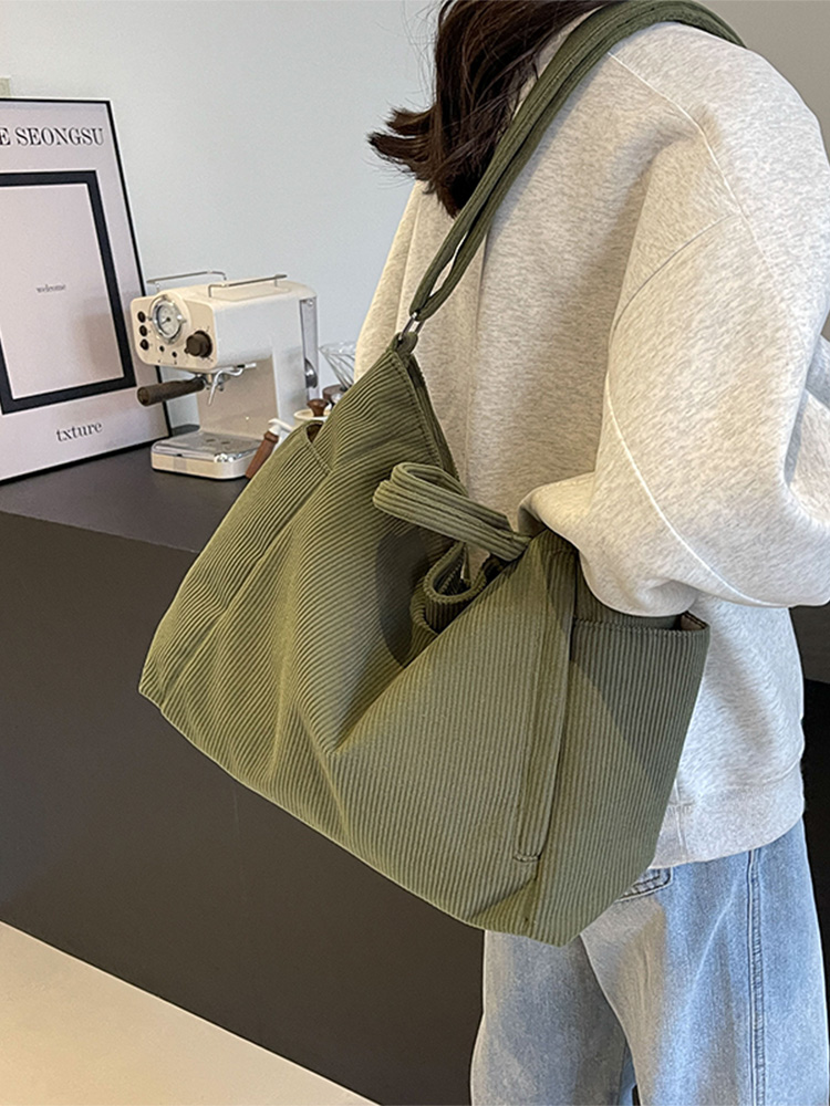Large Capacity Corduroy Tote Bag for Women - 2025 Spring/Summer Style | Versatile Shoulder & Crossbody Bag for Class and Commuting Large Capacity Corduroy Tote Bag for Women - 2025 Spring/Summer Style | Versatile Shoulder & Crossbody Bag for Class and Commuting