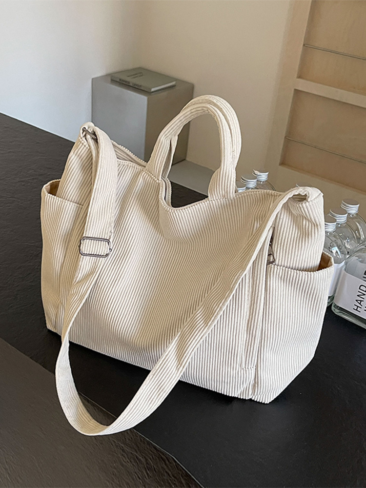 Large Capacity Corduroy Tote Bag for Women - 2025 Spring/Summer Style | Versatile Shoulder & Crossbody Bag for Class and Commuting Large Capacity Corduroy Tote Bag for Women - 2025 Spring/Summer Style | Versatile Shoulder & Crossbody Bag for Class and Commuting
