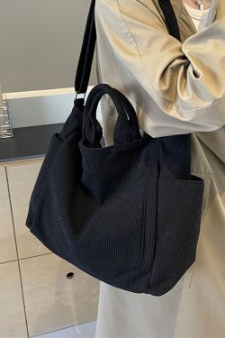 Large Capacity Corduroy Tote Bag for Women - 2025 Spring/Summer Style | Versatile Shoulder & Crossbody Bag for Class and Commuting