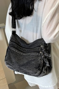 Large Capacity Denim Crossbody Bag for Women - Casual Summer Tote for Classroom and Commuting, Stylish Single Shoulder Design