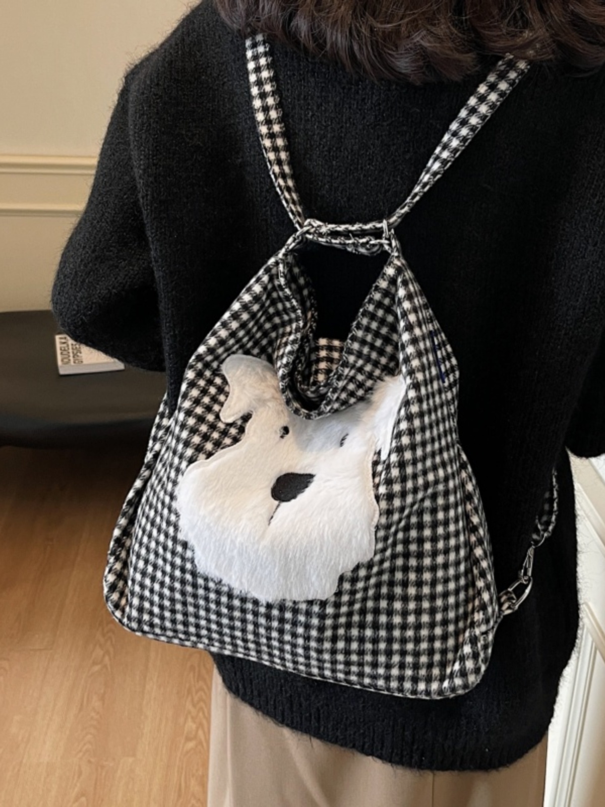 Large Capacity Dog Checkered Canvas Crossbody Tote Bag for Women - Stylish Commuter Backpack 2025 New Trend Large Capacity Dog Checkered Canvas Crossbody Tote Bag for Women - Stylish Commuter Backpack 2025 New Trend