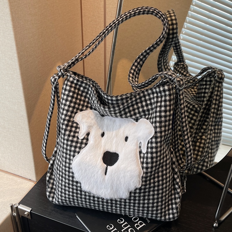 Large Capacity Dog Checkered Canvas Crossbody Tote Bag for Women - Stylish Commuter Backpack 2025 New Trend Large Capacity Dog Checkered Canvas Crossbody Tote Bag for Women - Stylish Commuter Backpack 2025 New Trend