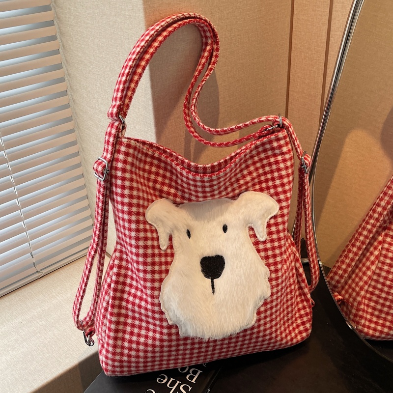 Large Capacity Dog Checkered Canvas Crossbody Tote Bag for Women - Stylish Commuter Backpack 2025 New Trend Large Capacity Dog Checkered Canvas Crossbody Tote Bag for Women - Stylish Commuter Backpack 2025 New Trend