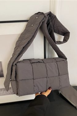 Large Capacity Down Cotton Tote Bag for Women - Spliced Design, Crossbody Style, Perfect for Spring & Summer 2025 Fashion