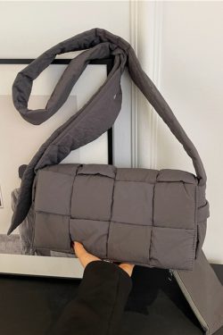 Large Capacity Down Cotton Tote Bag for Women - Spliced Design, Crossbody Style, Perfect for Spring & Summer 2025 Fashion