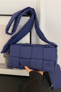 Large Capacity Down Cotton Tote Bag for Women - Spliced Design, Crossbody Style, Perfect for Spring & Summer 2025 Fashion