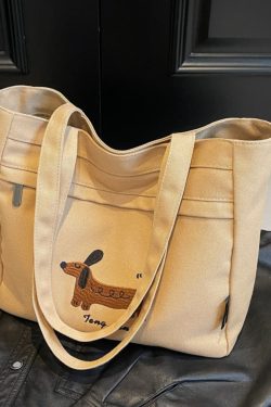 Large Capacity Embroidered Canvas Tote Bag for Women - Stylish Commuter Shoulder Bag for Students - 2025 Model