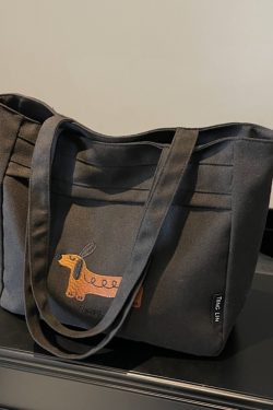 Large Capacity Embroidered Canvas Tote Bag for Women - Stylish Commuter Shoulder Bag for Students - 2025 Model