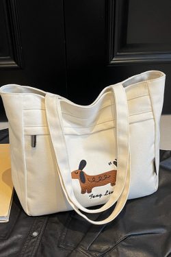 Large Capacity Embroidered Canvas Tote Bag for Women - Stylish Commuter Shoulder Bag for Students - 2025 Model