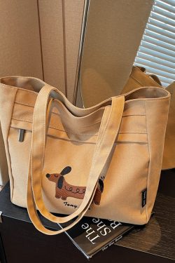 Large Capacity Embroidered Canvas Tote Bag for Women - Stylish Commuter Shoulder Bag for Students - 2025 Model