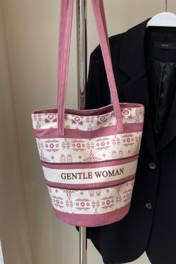 Large Capacity Ethnic Style Women's Canvas Tote Bag - 2025 Commuting Single Shoulder Bucket Bag for Everyday Use