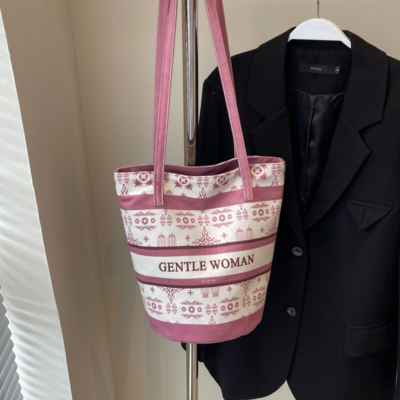 Large Capacity Ethnic Style Women's Canvas Tote Bag - 2025 Commuting Single Shoulder Bucket Bag for Everyday Use Large Capacity Ethnic Style Women's Canvas Tote Bag - 2025 Commuting Single Shoulder Bucket Bag for Everyday Use