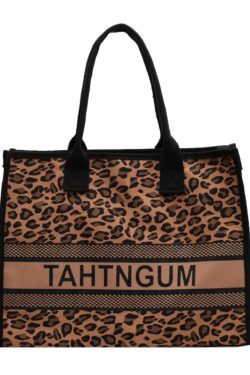 Large Capacity Leopard Print Canvas Tote Bag for Women - Stylish Shopping Bag for Spring/Summer Outings and Commuting