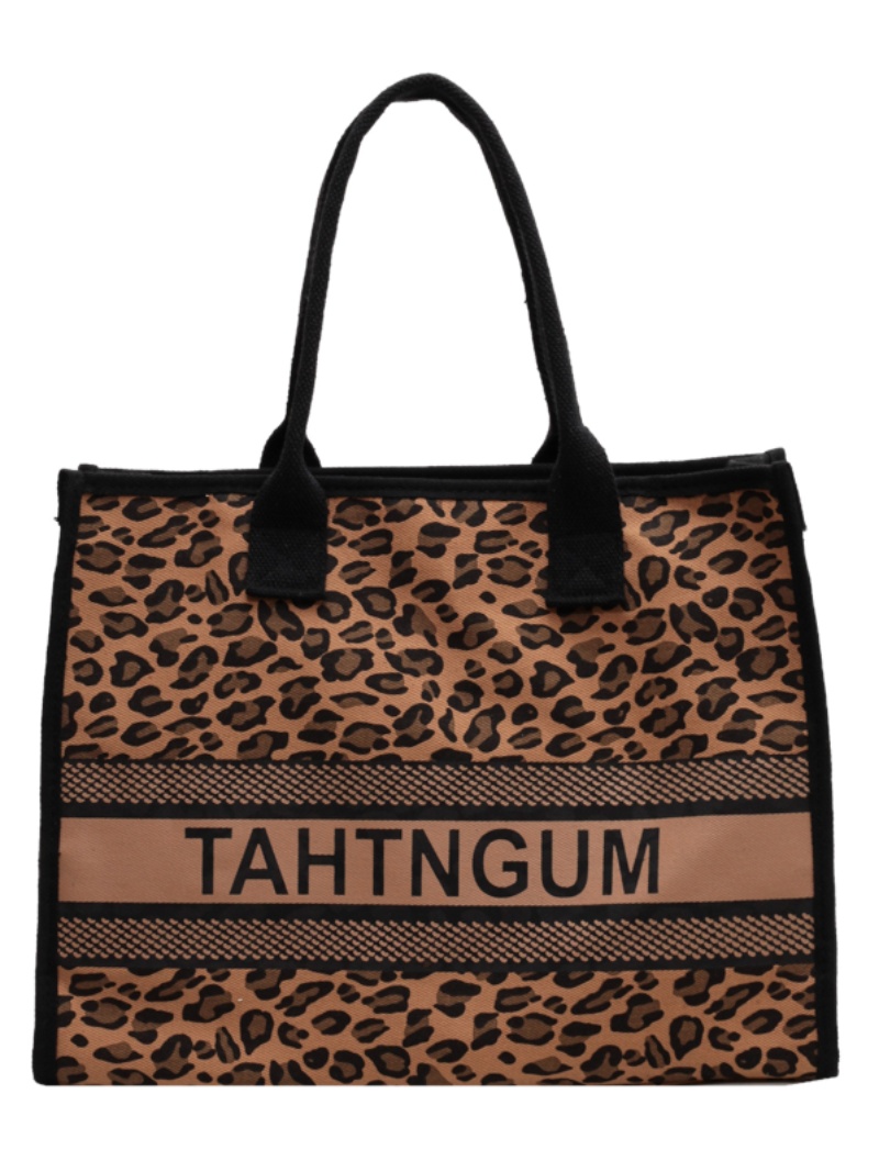 Large Capacity Leopard Print Canvas Tote Bag for Women - Stylish Shopping Bag for Spring/Summer Outings and Commuting Large Capacity Leopard Print Canvas Tote Bag for Women - Stylish Shopping Bag for Spring/Summer Outings and Commuting