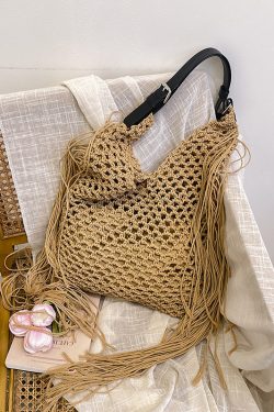 Large Capacity Minimalist Hollow Straw Tote Bag for Women - 2025 Spring Beach Vacation Essential