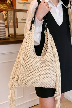 Large Capacity Minimalist Hollow Straw Tote Bag for Women - 2025 Spring Beach Vacation Essential