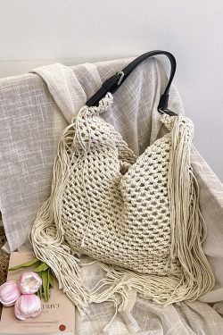 Large Capacity Minimalist Hollow Straw Tote Bag for Women - 2025 Spring Beach Vacation Essential