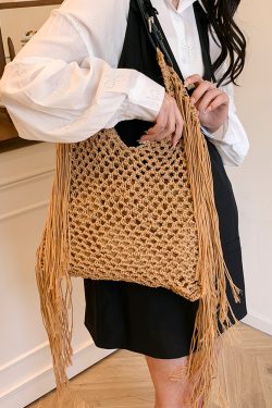 Large Capacity Minimalist Hollow Straw Tote Bag for Women - 2025 Spring Beach Vacation Essential