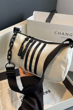 Large Capacity Minimalist Striped Shoulder Bag for Women - Versatile Casual Travel Underarm Bag, 2025 Trendy Fashion