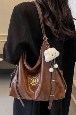 Large Capacity Retro Tote Bag for Women - Casual Multifunctional Commuter Backpack & Crossbody Travel Bag